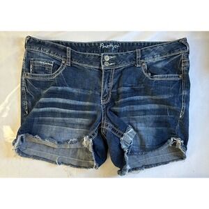 Amethyst Denim Jean Shorts Size 16 Distressed Frayed Hem Embellished Pockets